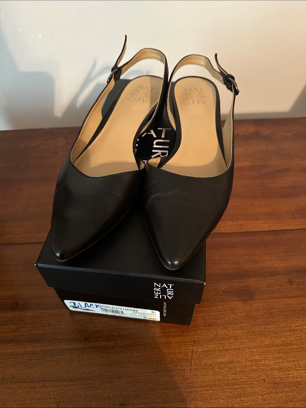 Naturalizer Black Pointed Slingback Mules